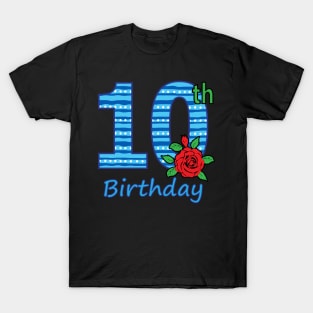 10th Floral - 10th Birthday - Flower - Floral - Birthday Party gift T-Shirt T-Shirt